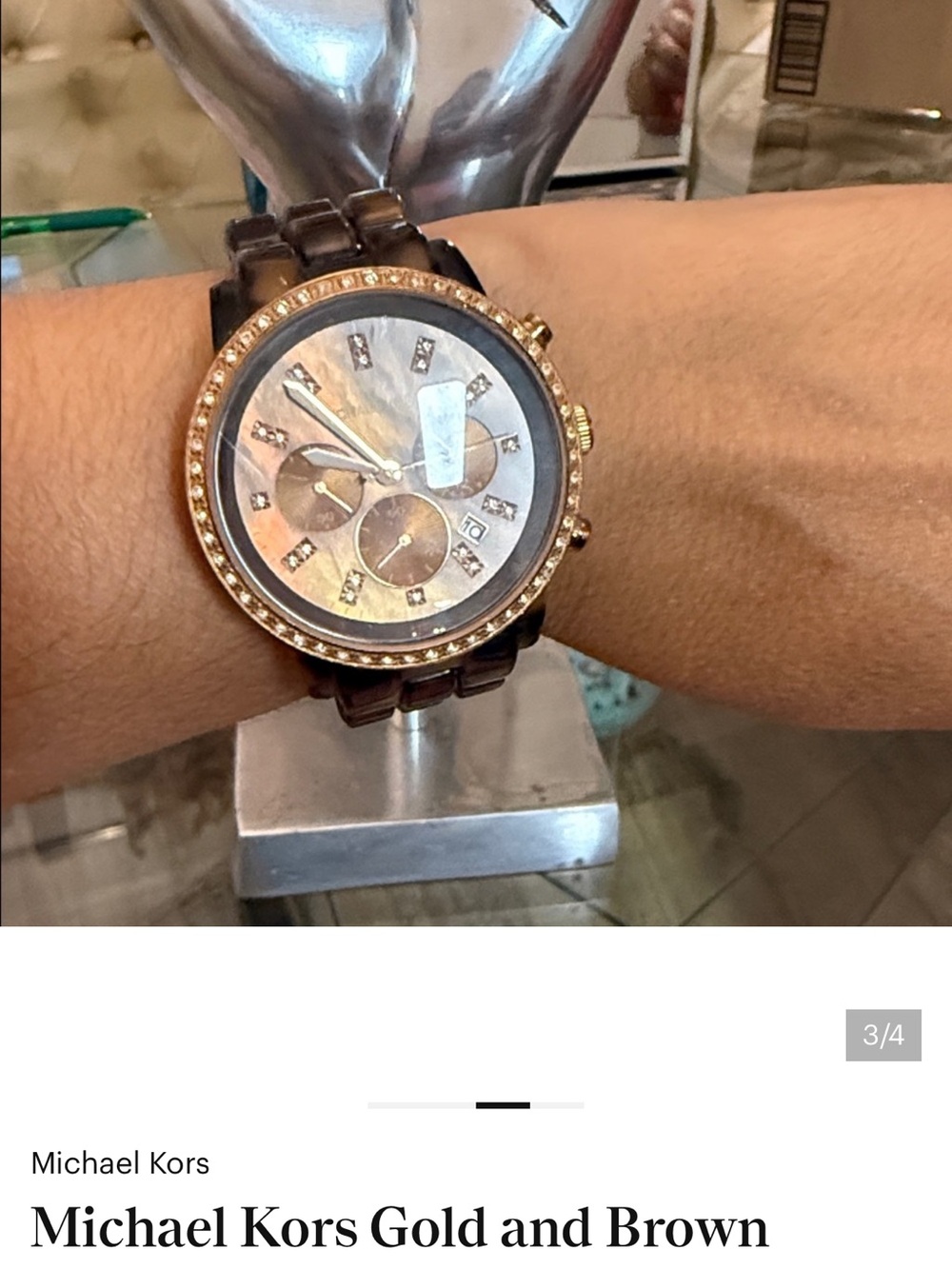 Michael Kors Gold and Brown Mother-of-Pearl Dial Watch